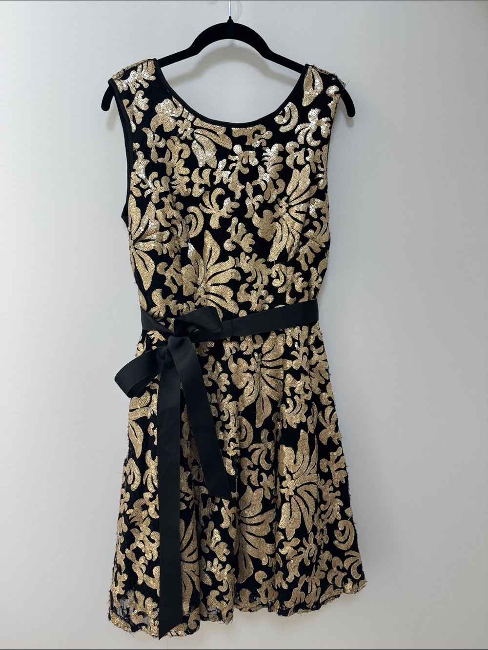 Betsy & Adam Black and Gold Sequin Dress